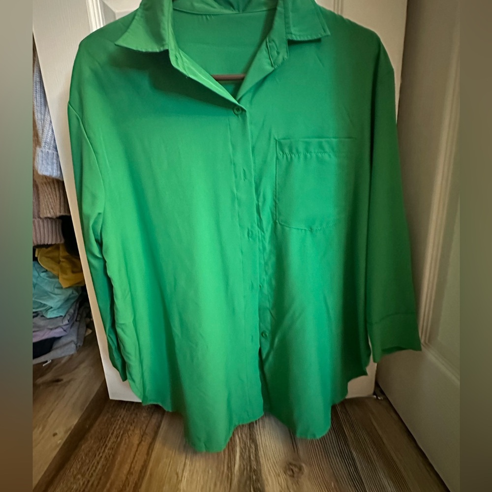 Green button up